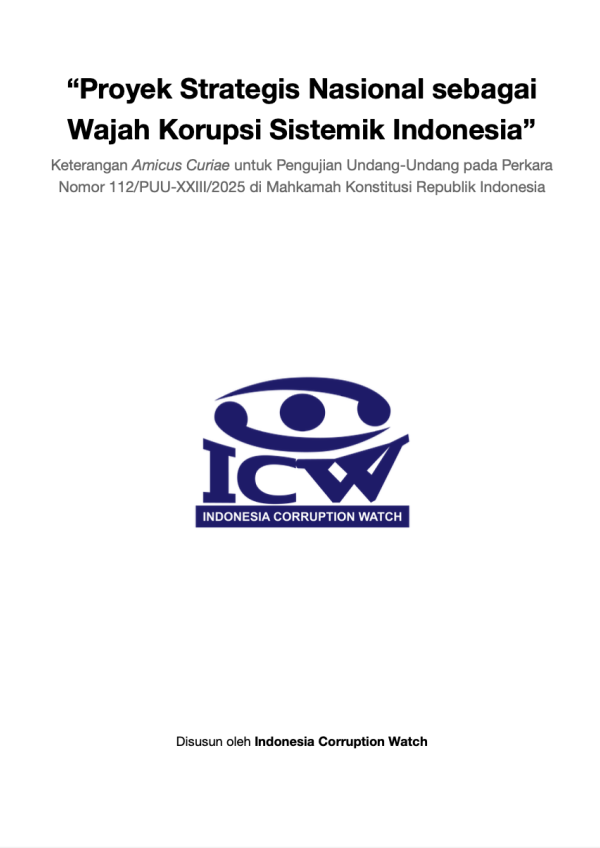 Halaman muka keterangan amicus curiae ICW untuk perkara nomor 112/PUU-XXIII/2025